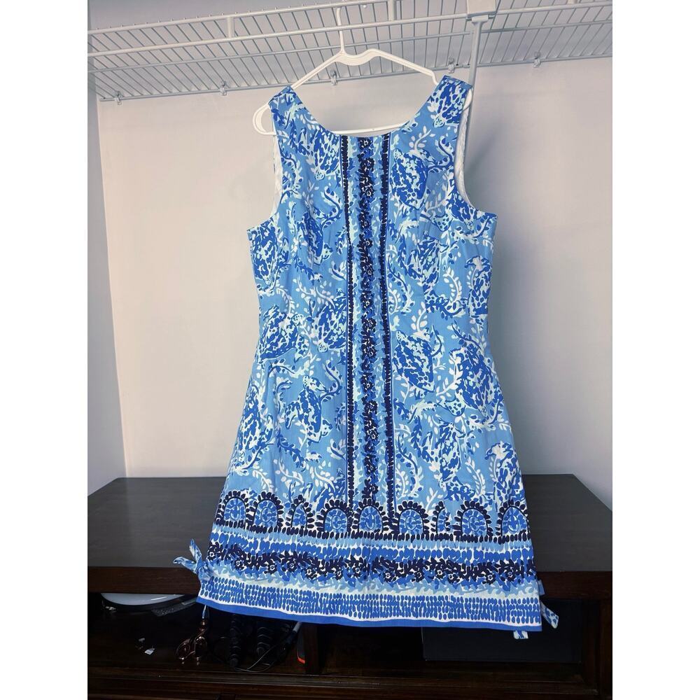 Lilly Pulitzer Mila Shift Dress Blue Sea Turtle - Size 14 NWOT
